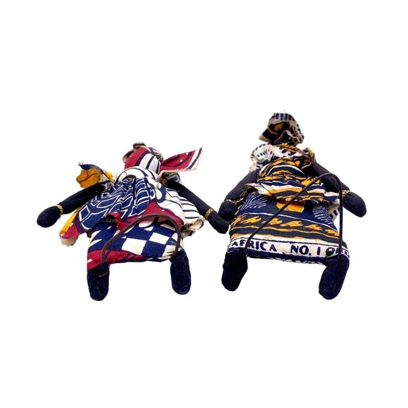 Handcrafted West African Dolls Traditional Senegal Attire Set Of 2  8" Standing - Picture 7 of 8